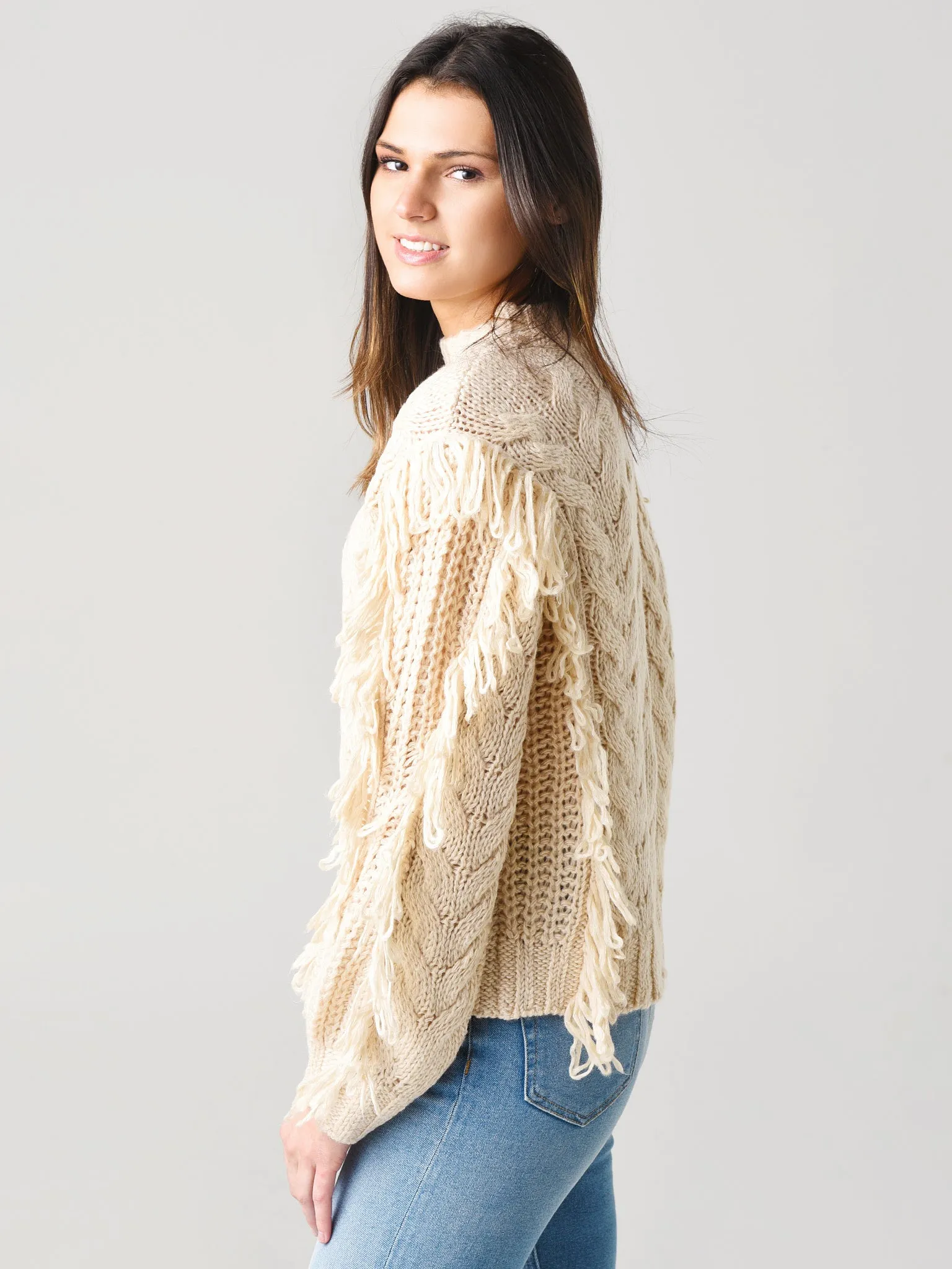 525 Women's Cable Fringe Pullover Sweater