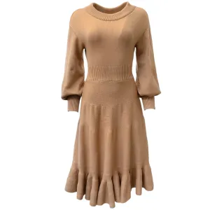 Adeam Walnut Knit Bouquet Dress