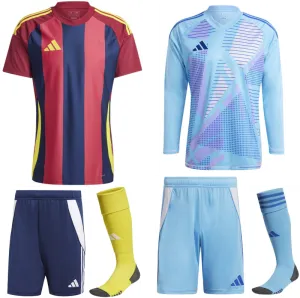 ADIDAS STRIPED 24 PREMIUM KIT BUNDLE NAVY BURGUNDY YELLOW