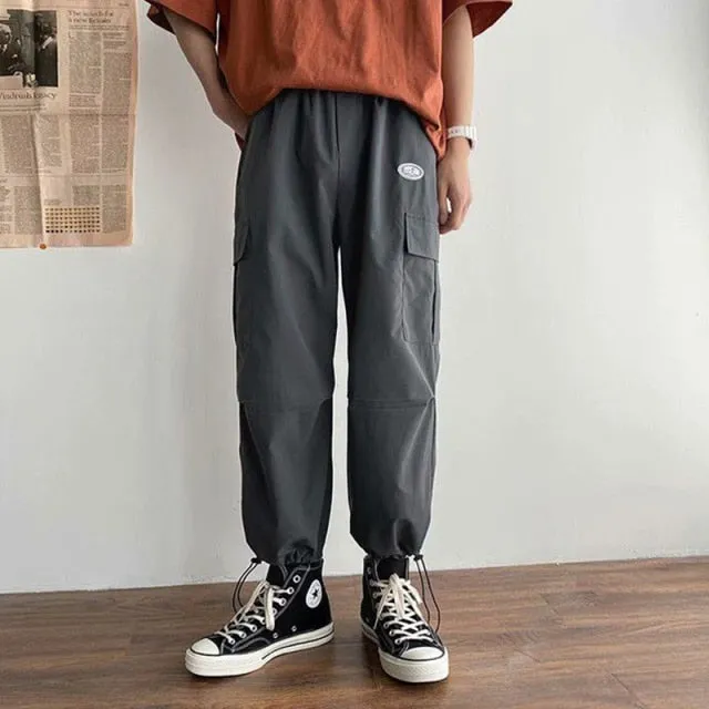 Aidase Mens Korean Fashion Hip Hop Cargo Pants Cool Street Boy Free Styles Basketball Skateboarding Sports Casual Wear Spring Fall