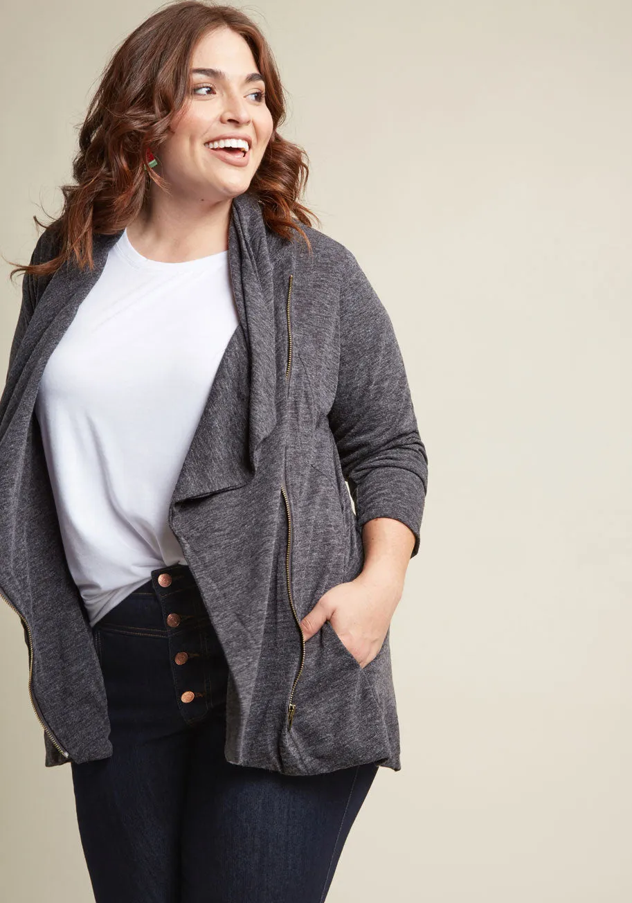 Airport Greeting Cardigan in Charcoal