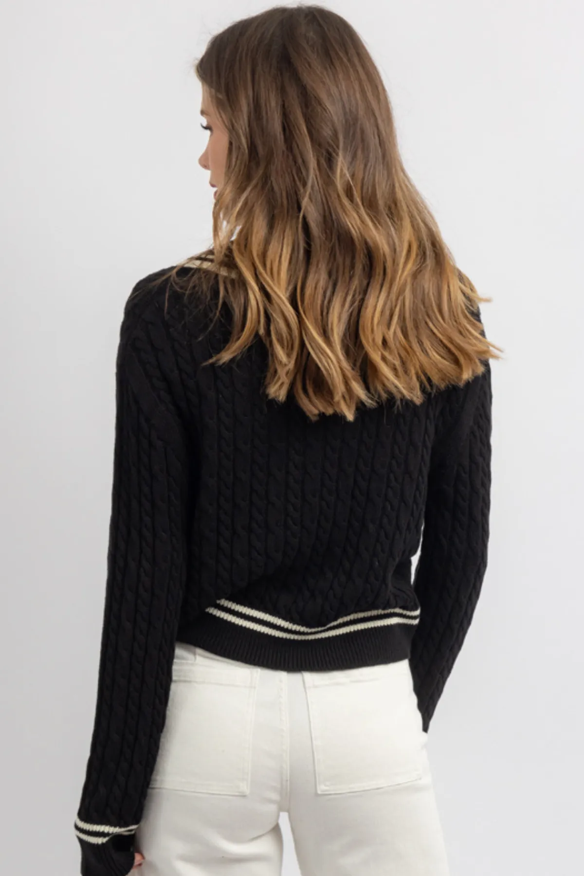 ALICIA BLACK CONTRAST SWEATER