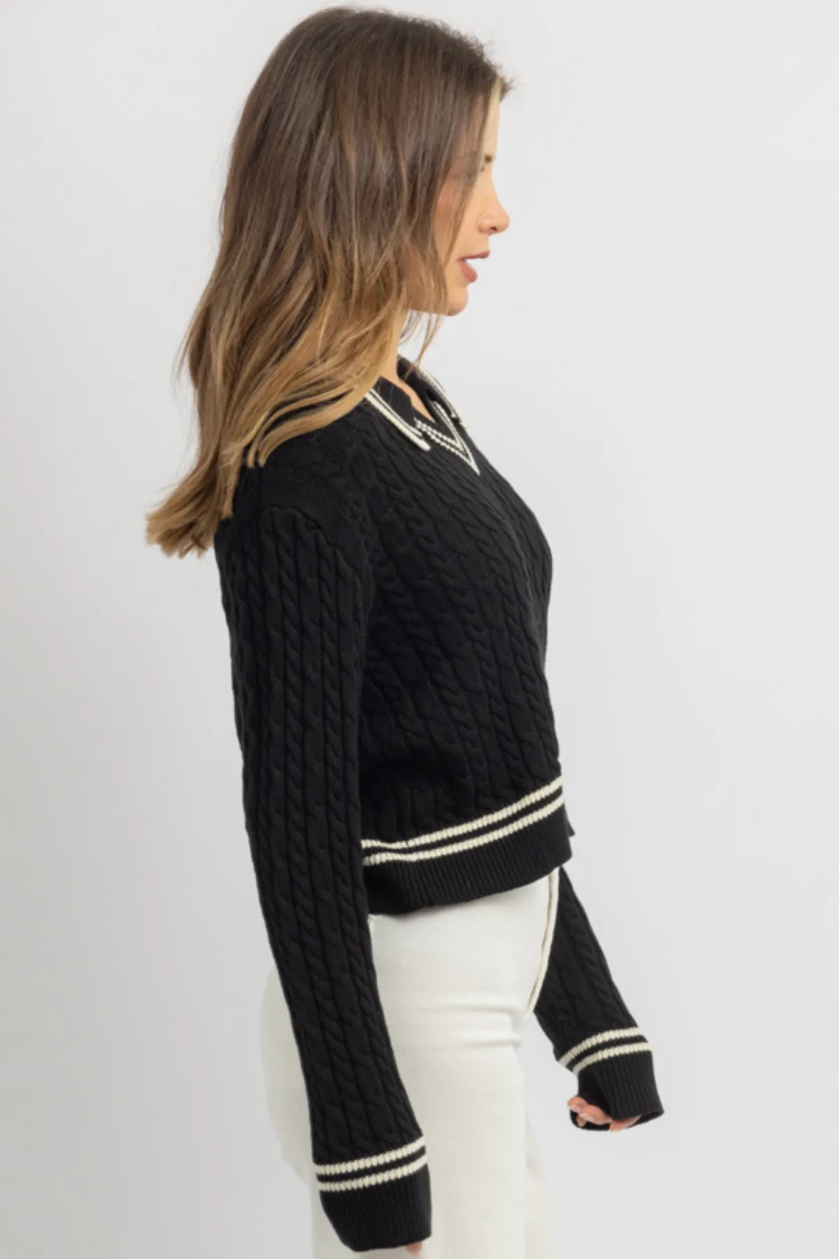 ALICIA BLACK CONTRAST SWEATER