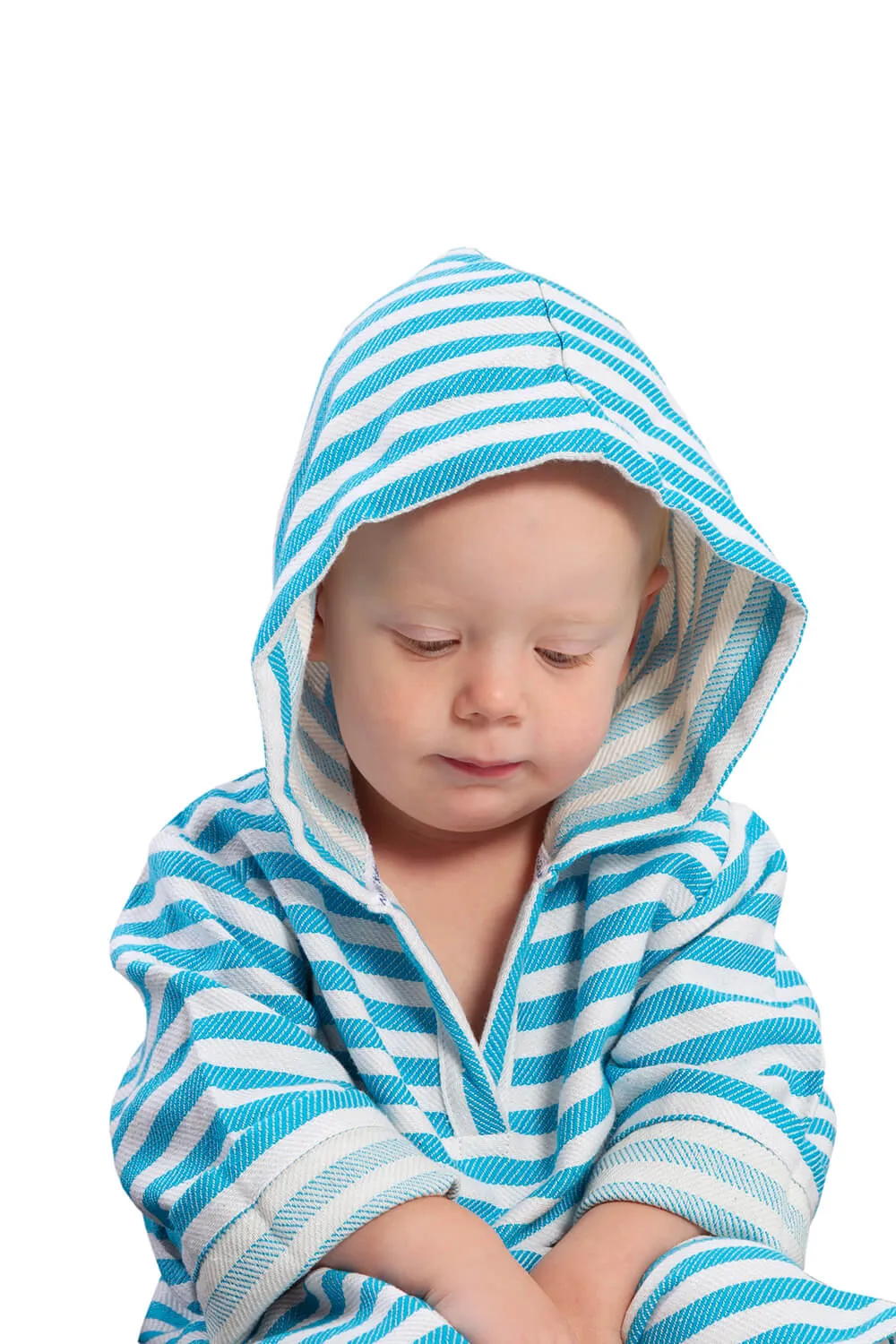 AMALFI Baby Hooded Towel: Aqua/White