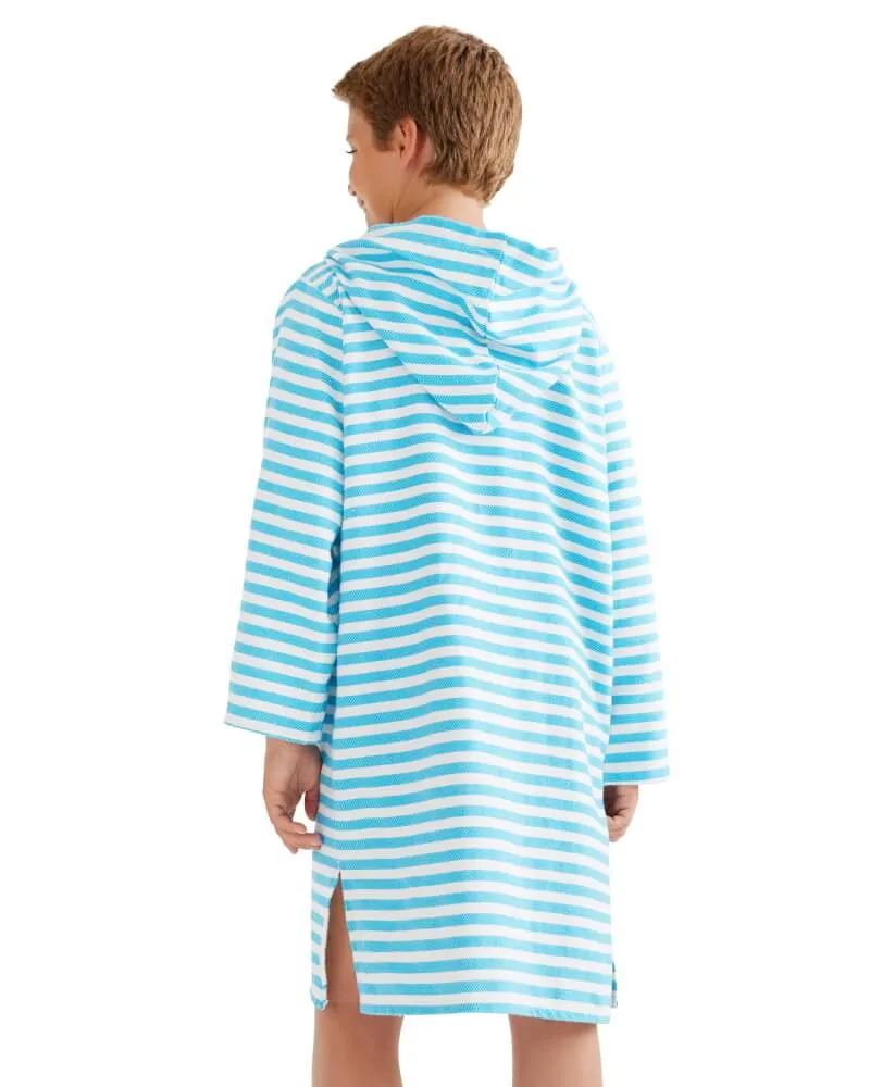 AMALFI Kids Hooded Towel: Aqua/White