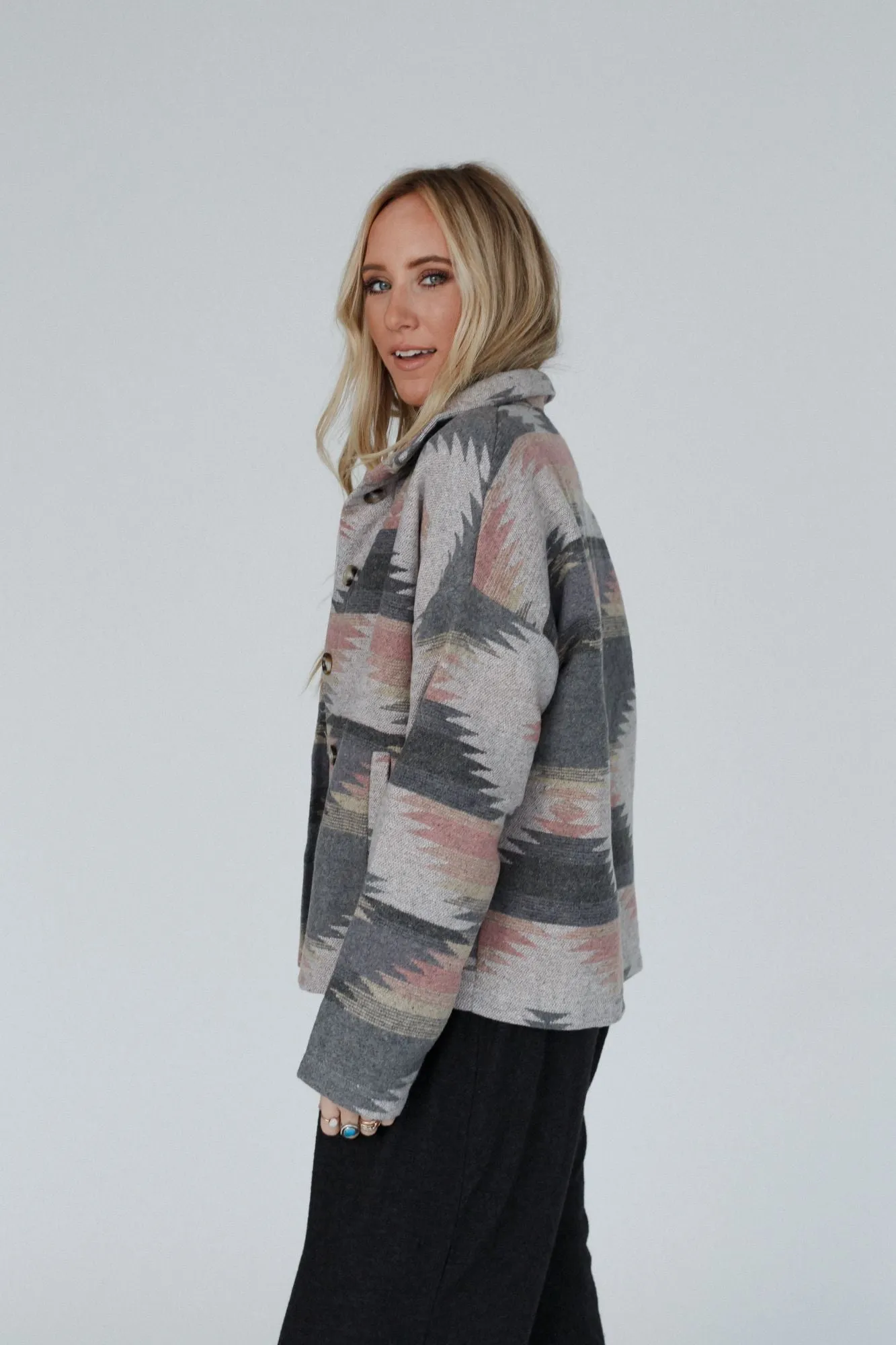 Anika Mixed Pattern Jacket - Gray