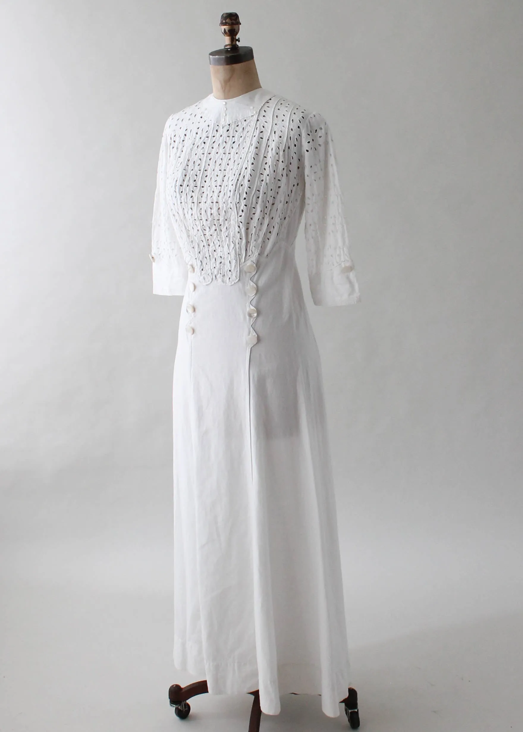 Antique 1910s Edwardian Cotton Lawn Dress