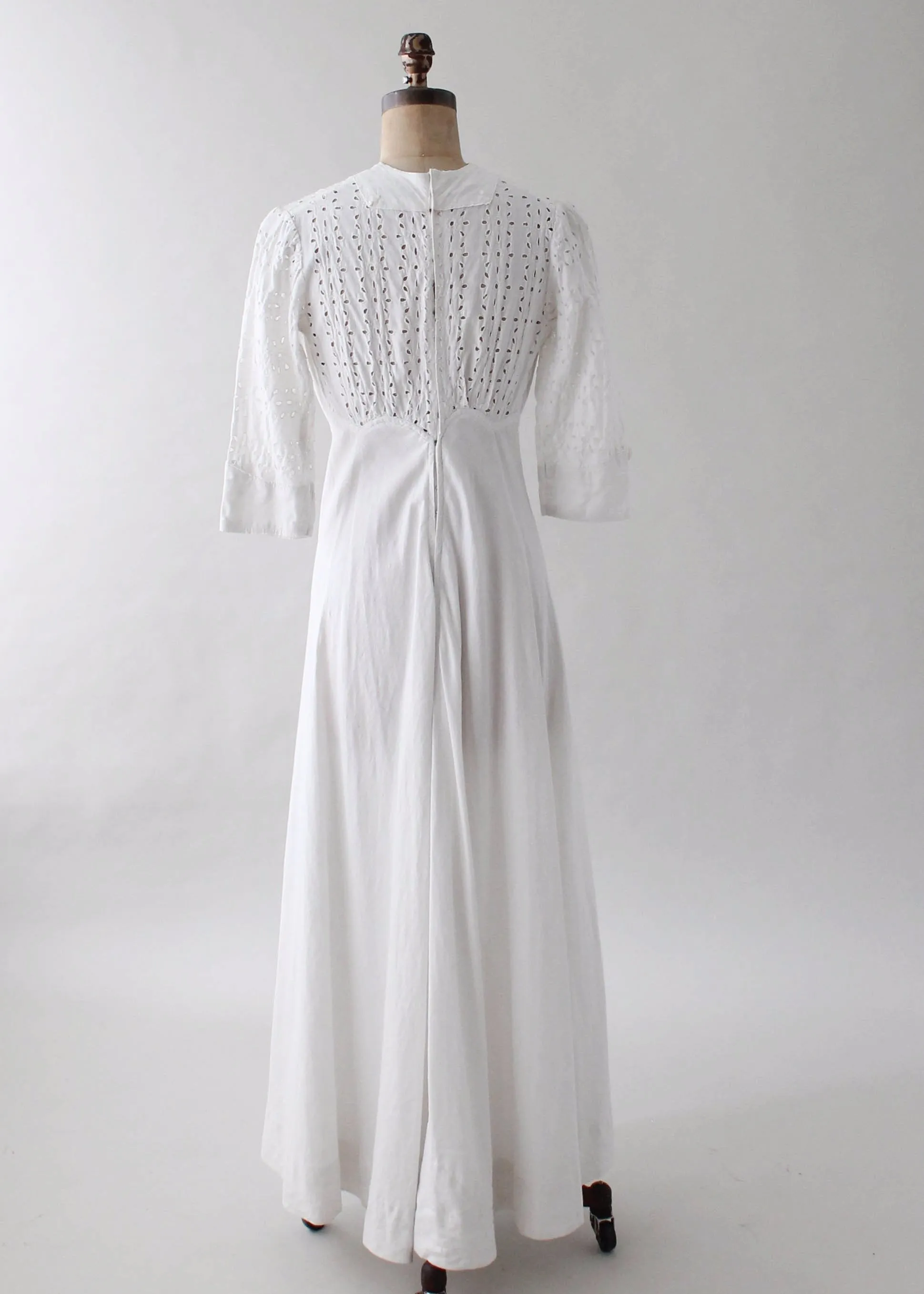 Antique 1910s Edwardian Cotton Lawn Dress