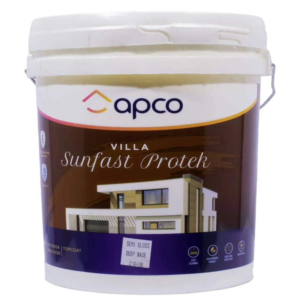 Apco Villa Sunfast Protek Top Coat Semi Gloss Acrylic Deep Base 10L