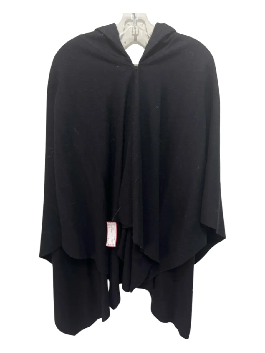 Aqua Size S Black Wool Hood Asymmetric Poncho style Cardigan