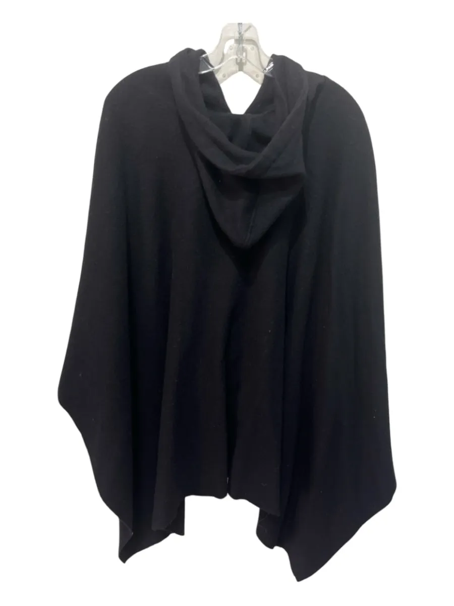 Aqua Size S Black Wool Hood Asymmetric Poncho style Cardigan