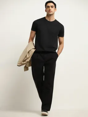 Ascot Black Relaxed-Fit Mid-Rise Cotton Chinos