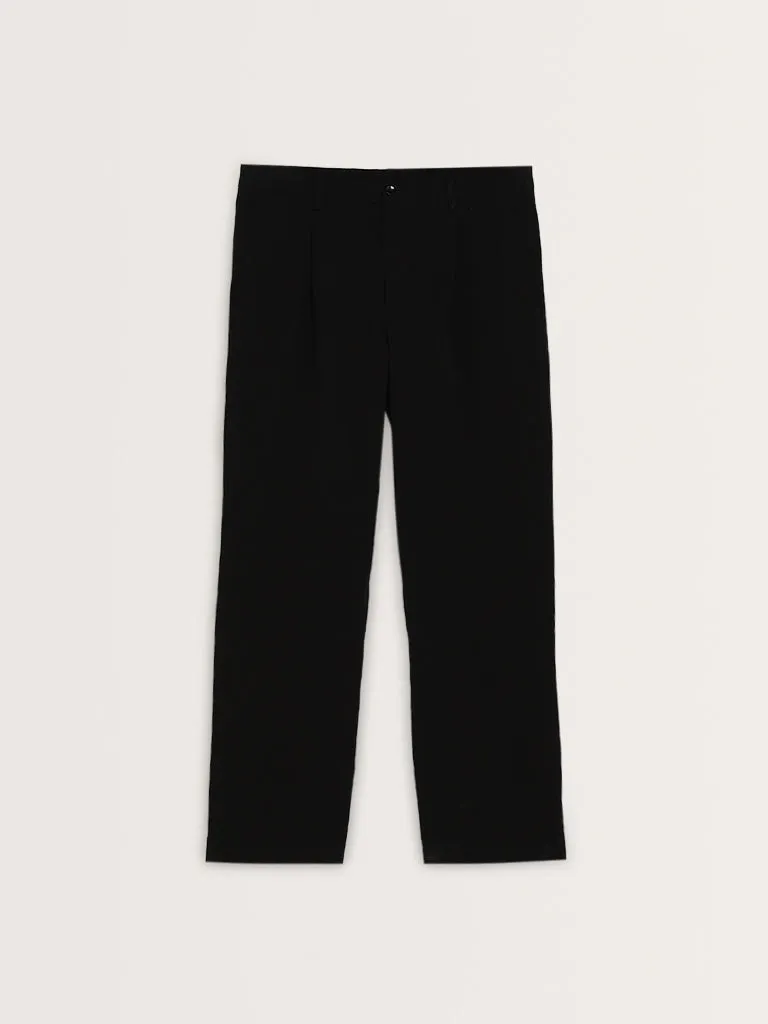 Ascot Black Relaxed-Fit Mid-Rise Cotton Chinos