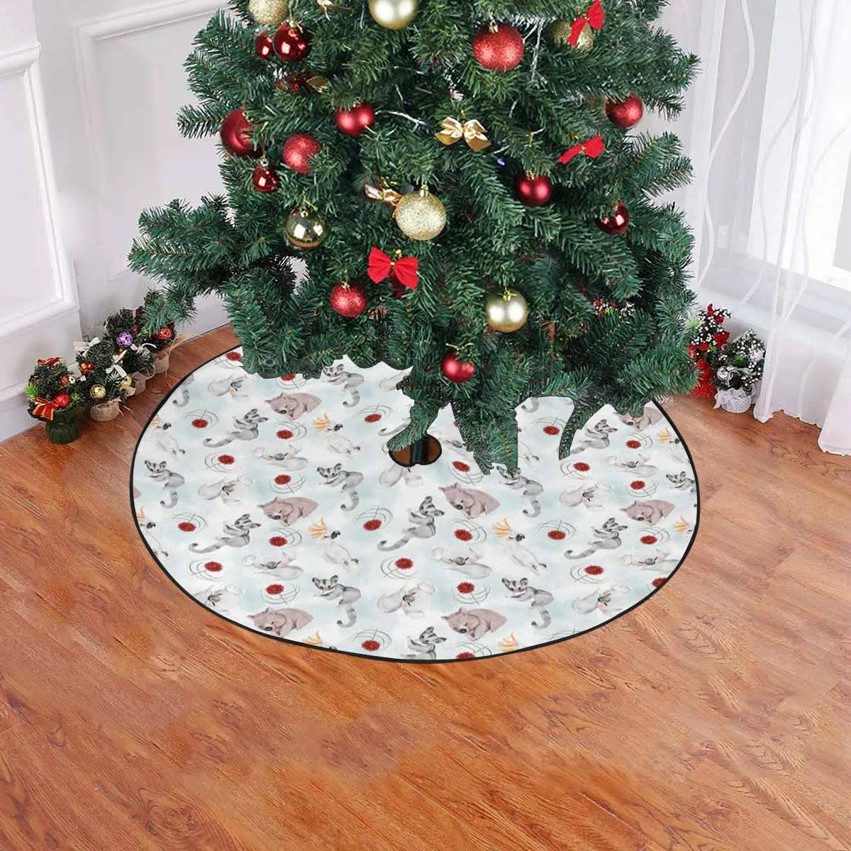 Australian Animals Koala, Sugar Glider, Wombat  Christmas Tree Skirt