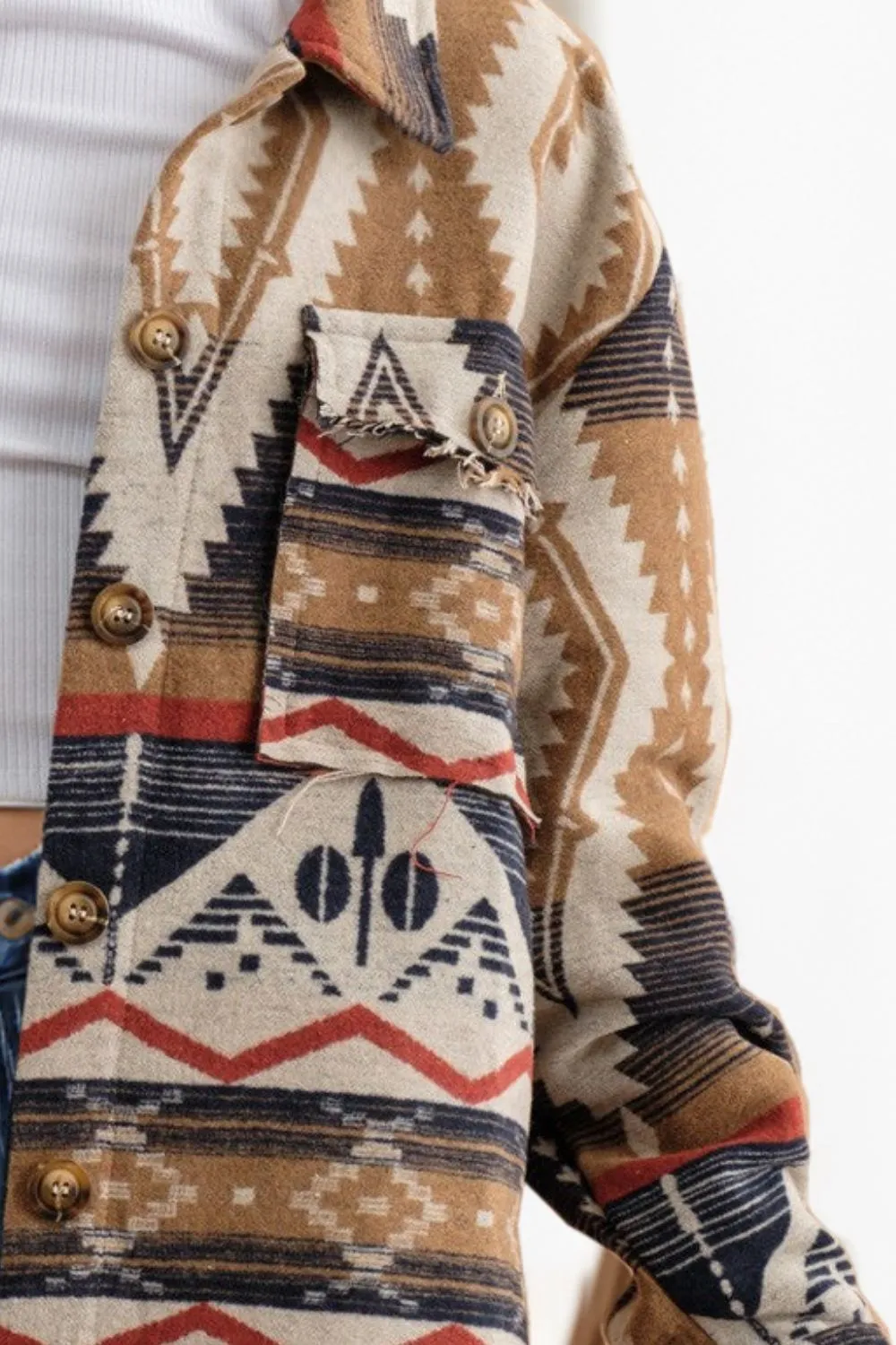 Aztec Button Up Long Sleeve Jacket