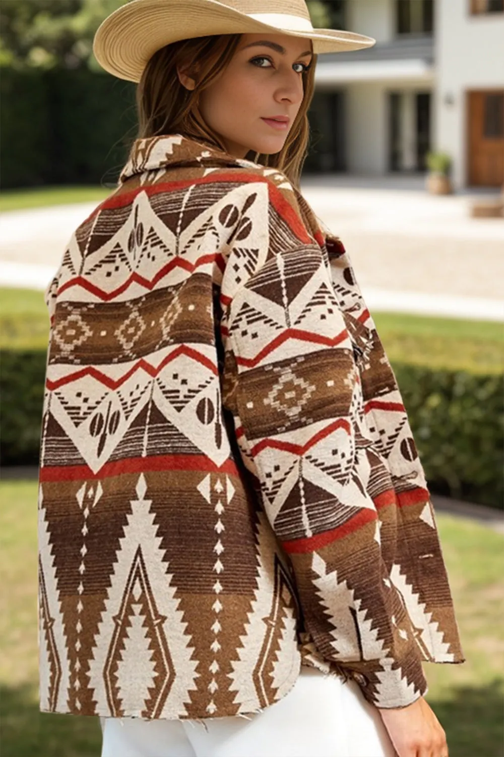 Aztec Button Up Long Sleeve Jacket