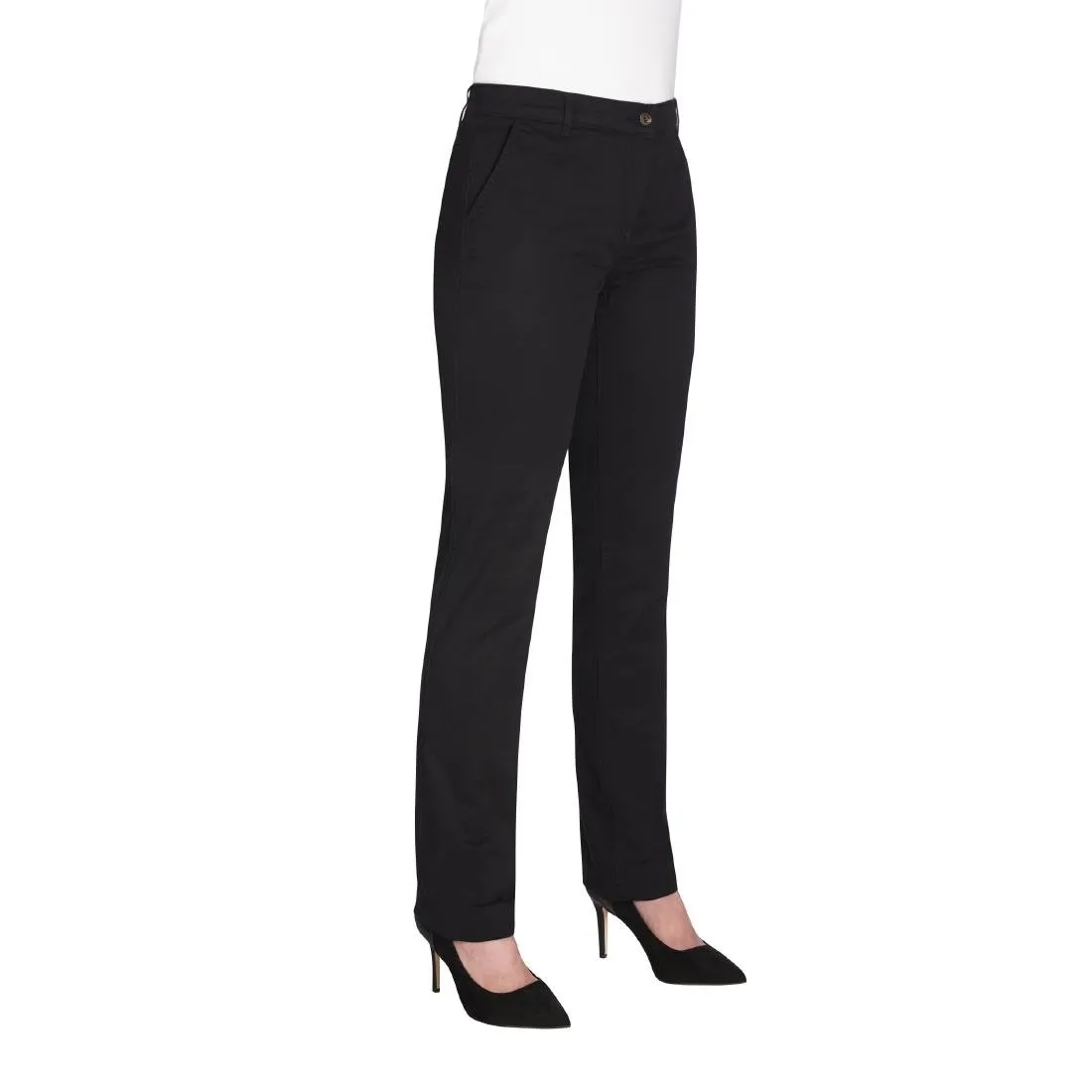 BA083-8 Brook Taverner Womens Houston Slim Leg Chinos Black Size 8