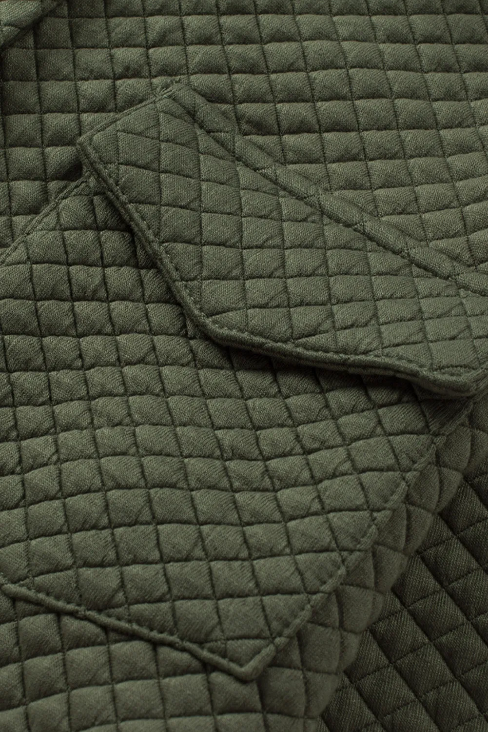 Black Lattice Texture Retro Flap Pocket Button Quilted Shacket