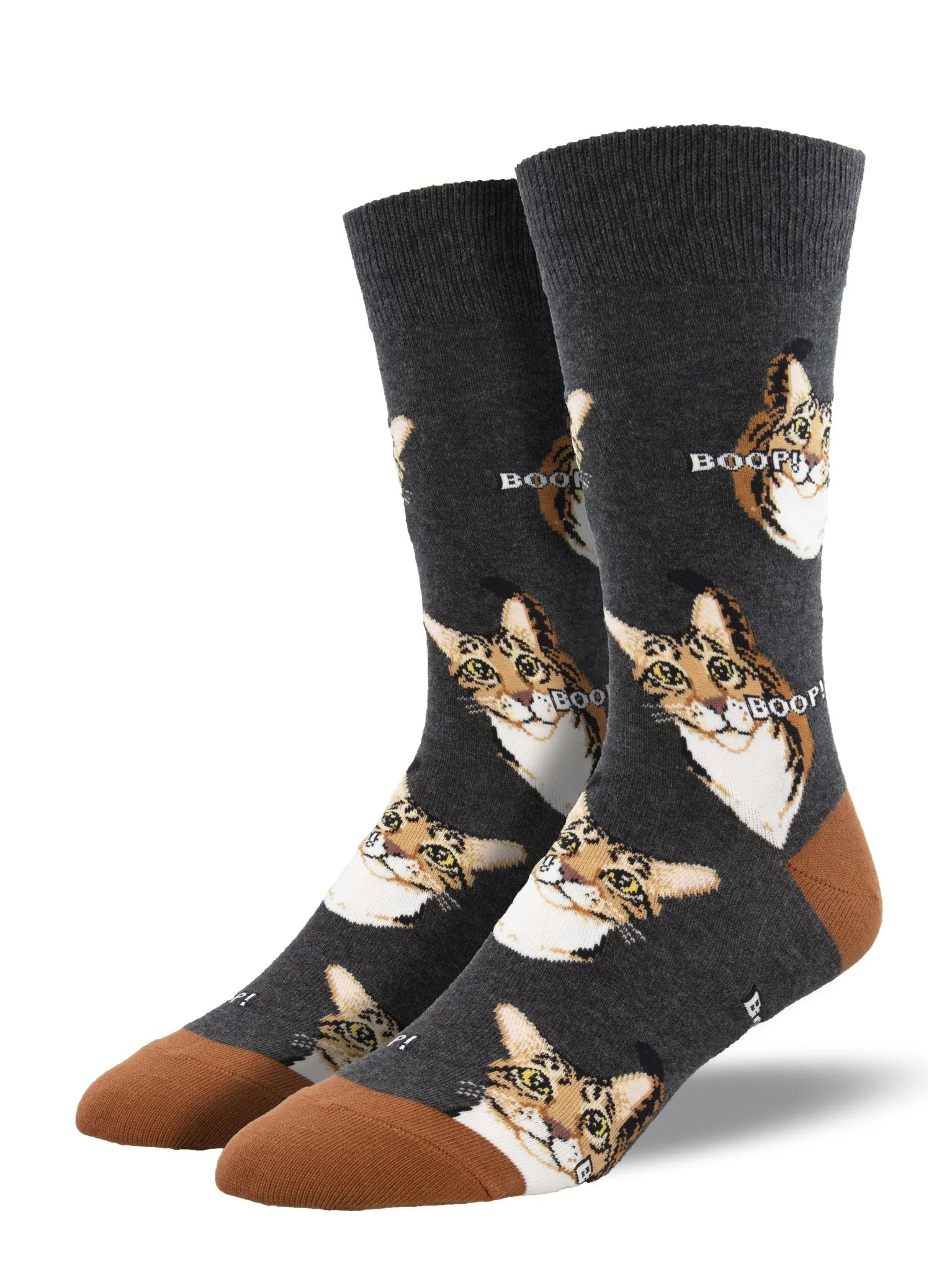 Boop Cat Men's Crew Socks Charcoal Heather