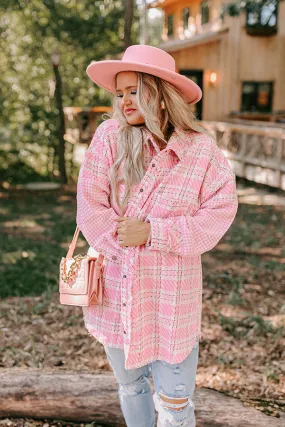 Boston BFF Tweed Jacket In Pink Curves