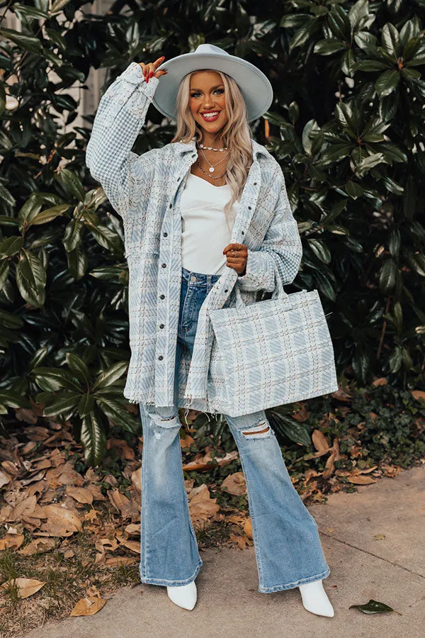 Boston BFF Tweed Jacket In Sky Blue