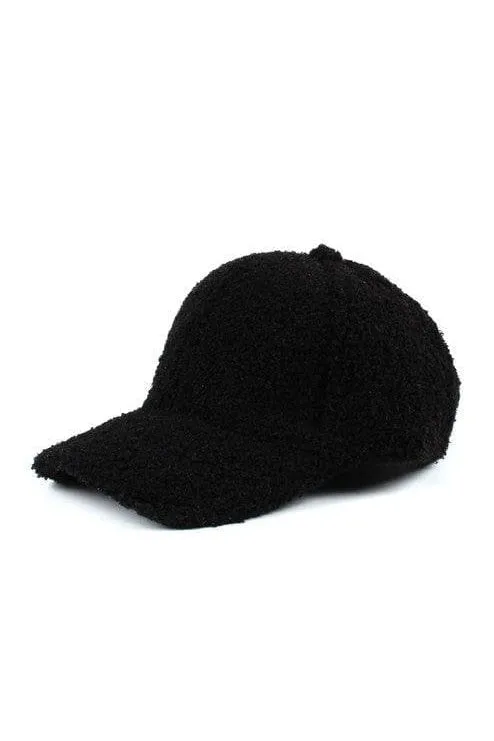 Boucle Sherpa Teddy Bear Knit Ball Cap