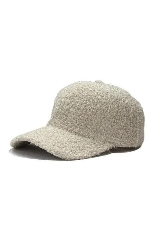 Boucle Sherpa Teddy Bear Knit Ball Cap