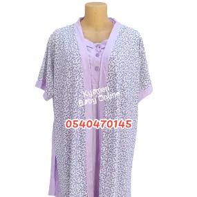 Breastfeeding Night Gown with coat Purple (Stars)