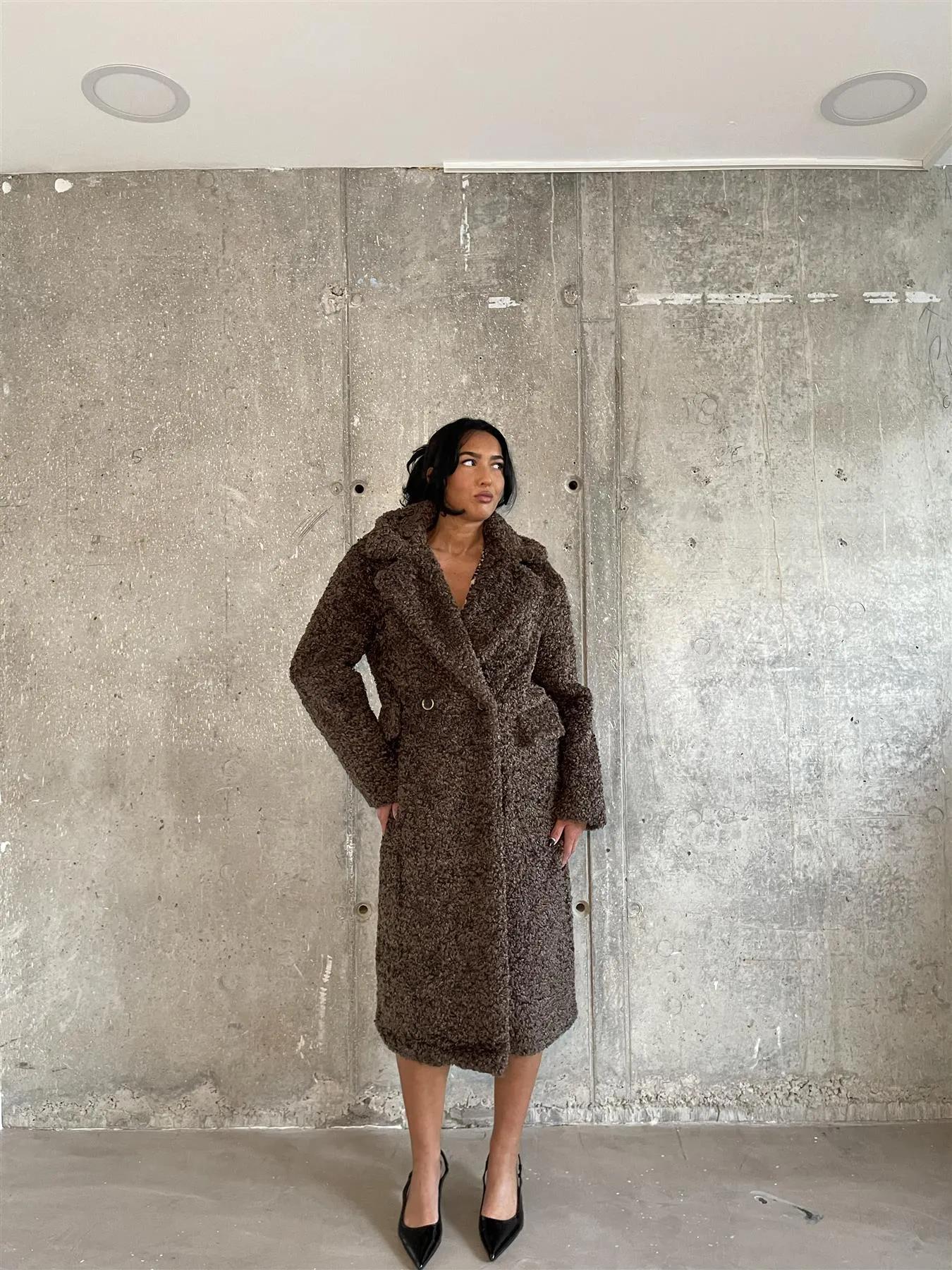 Brown Teddy-Bear Maxi-Coat