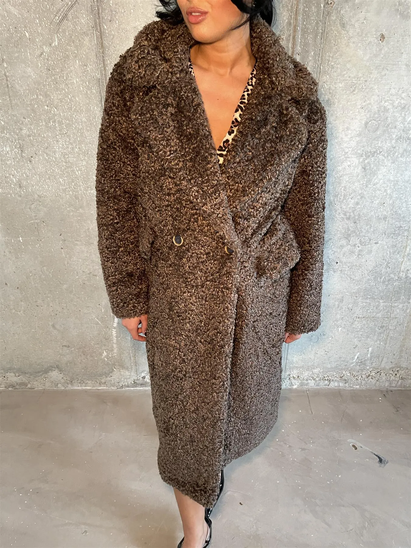 Brown Teddy-Bear Maxi-Coat