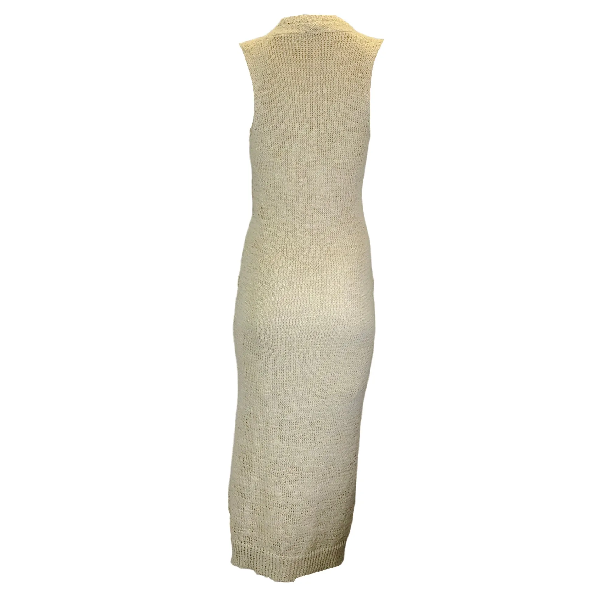 Brunello Cucinelli Beige Silk Lined Knit Maxi Dress