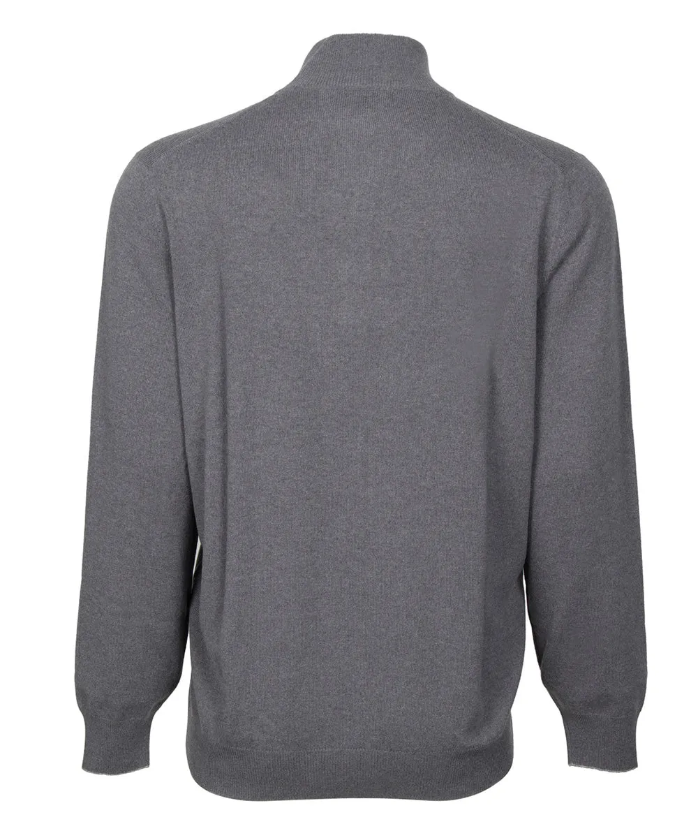 Brunello Cucinelli Lupetto Zip Cashmere Sweater in Gray