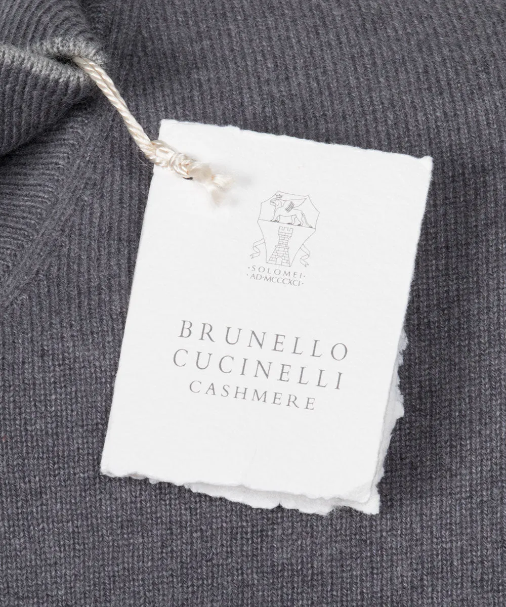 Brunello Cucinelli Lupetto Zip Cashmere Sweater in Gray