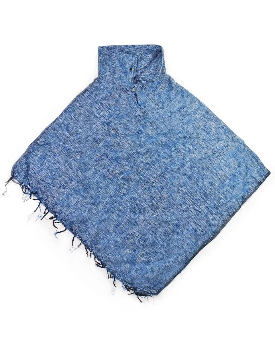 Brushed Woven Poncho in Aqua