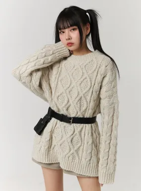 Cable Knit Sweater Mini Dress CJ405