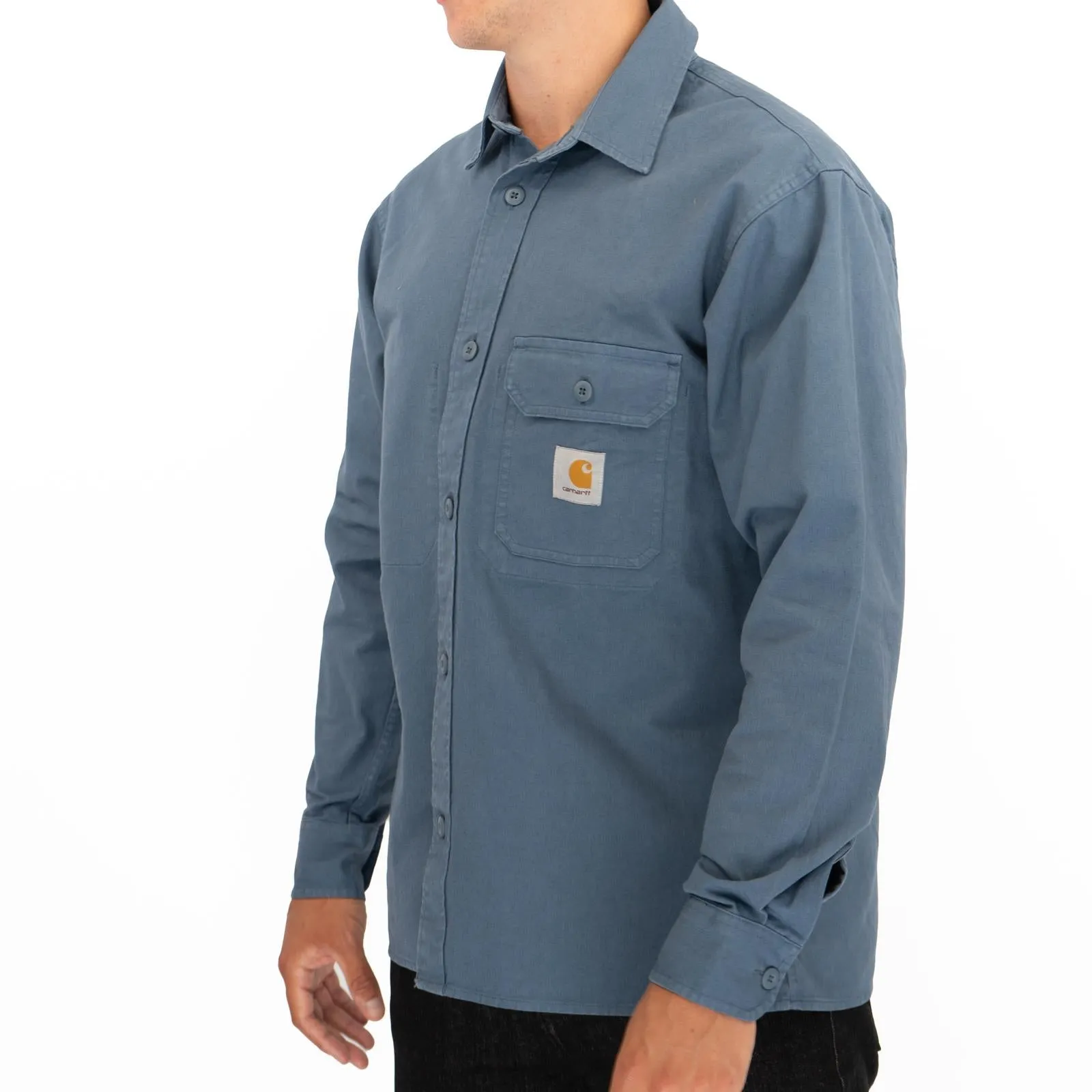 Carhartt WIP Mens Blue Reno Shirt Jacket Long Sleeve Shacket Overshirt