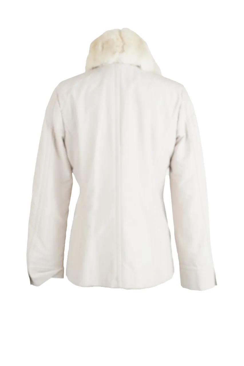 Cashmere Lined Lightweight Jacket w/ Removable Chinchilla Collar