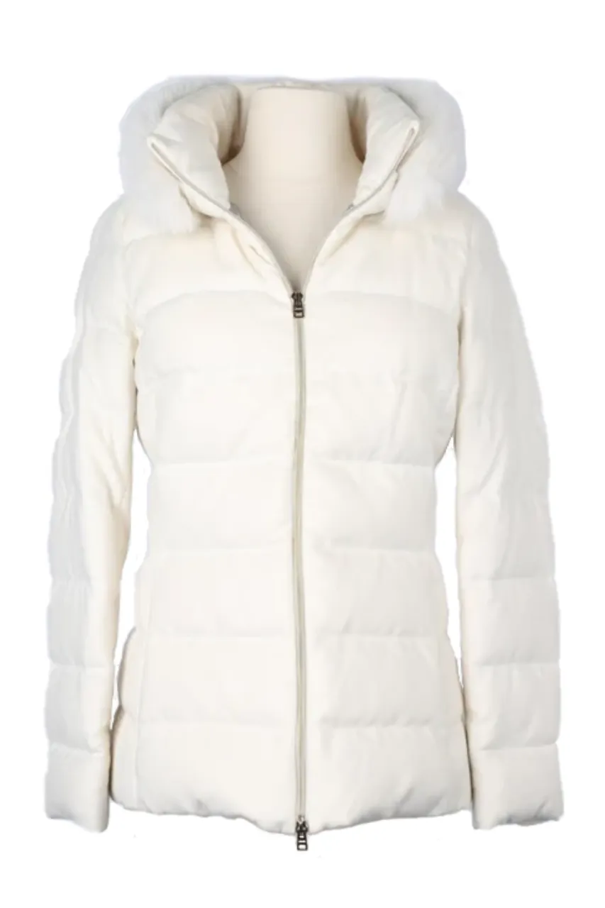 Cashmere/Silk Down Jacket W/ Fur Trim