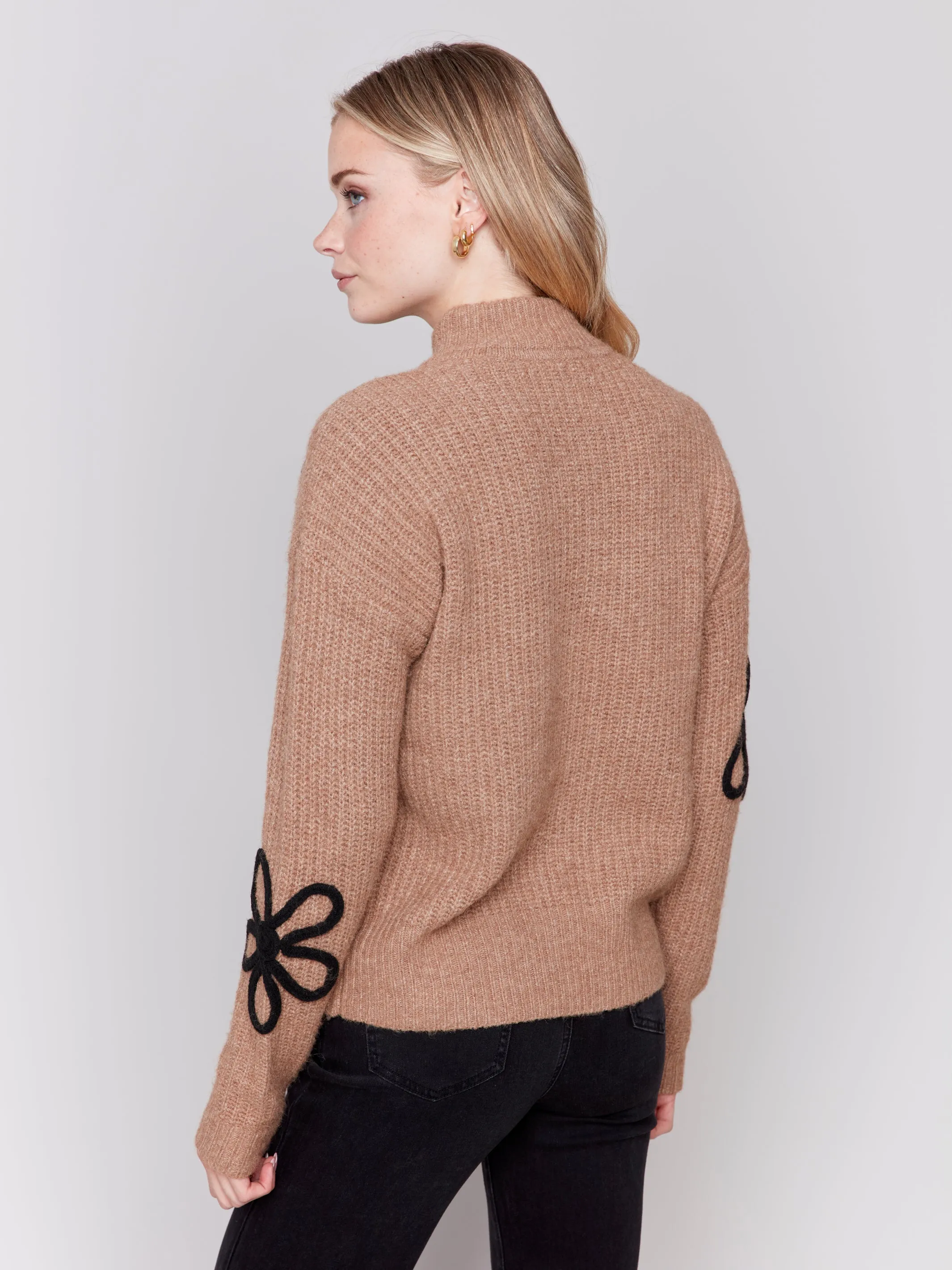 Charlie B Mock Neck Sweater in Truffle