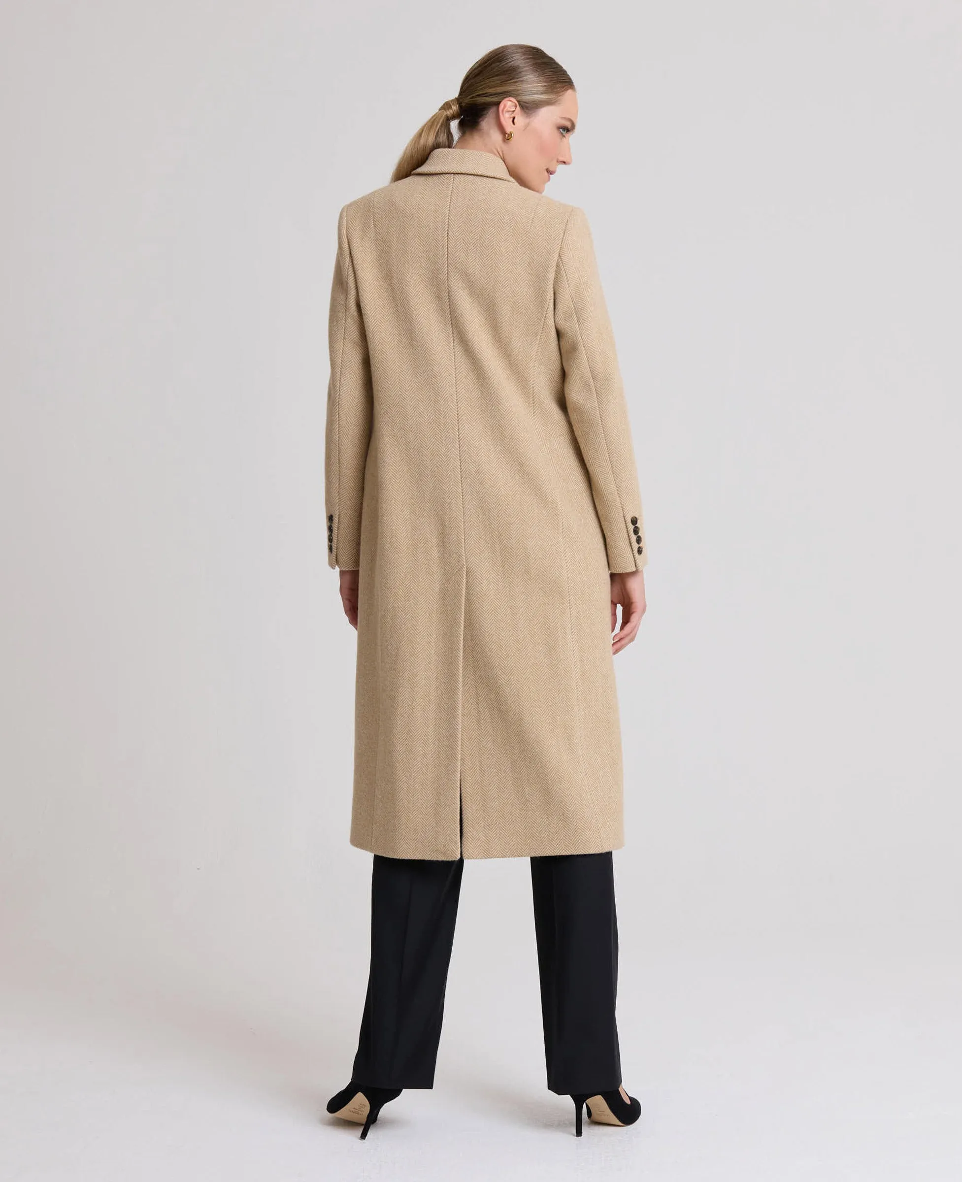 Charlotte Herringbone Single Breasted Coat