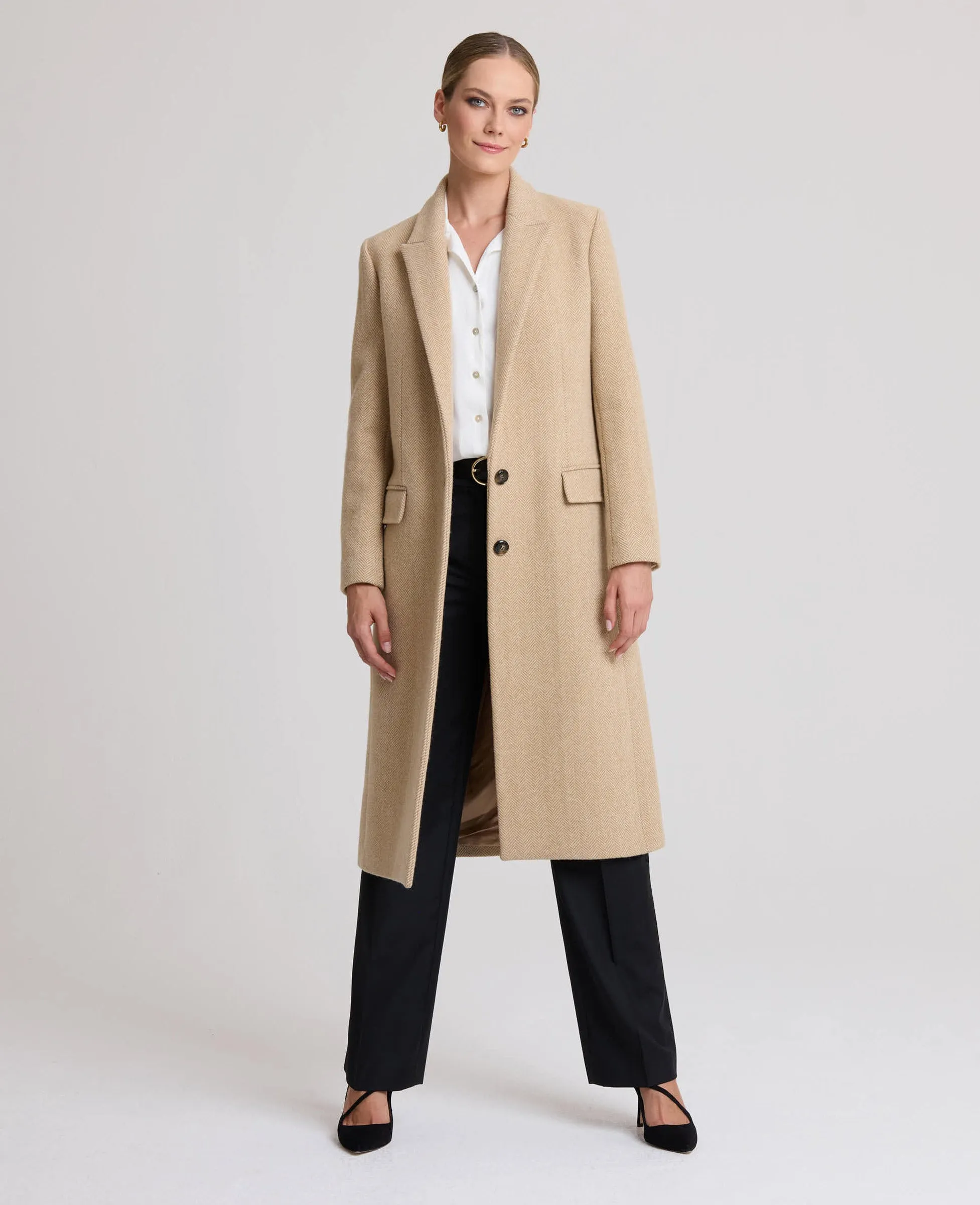 Charlotte Herringbone Single Breasted Coat