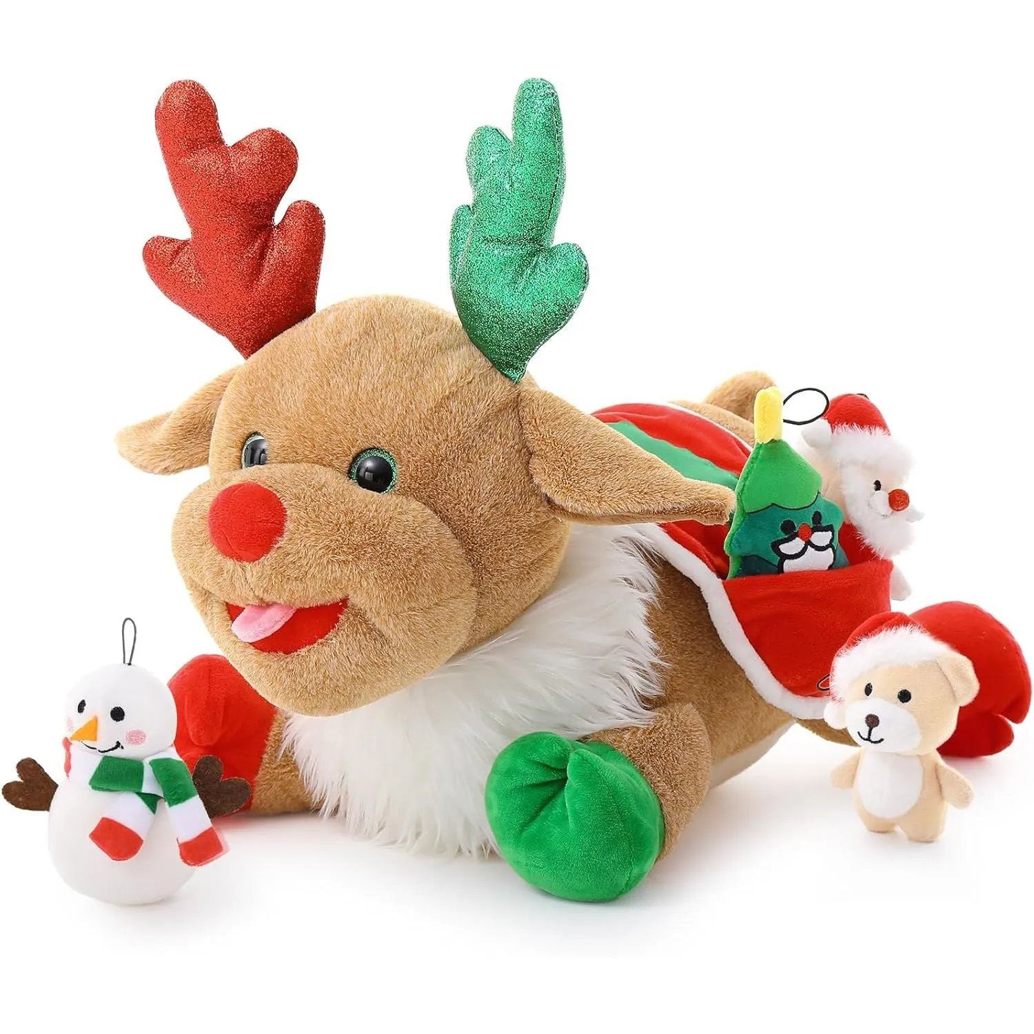 Christmas Reindeer Plush Toy Set, 15.7 Inches