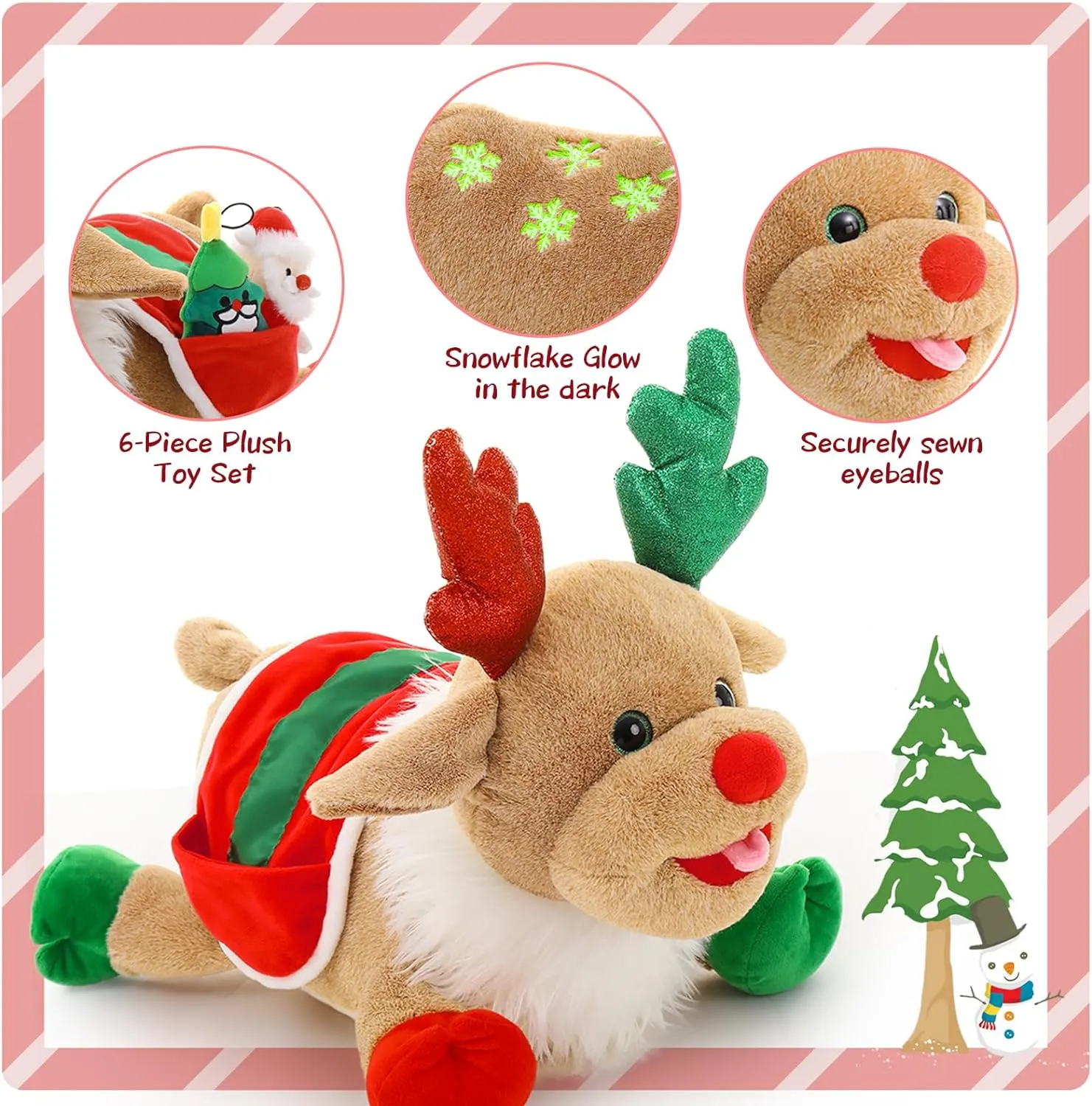 Christmas Reindeer Plush Toy Set, 15.7 Inches