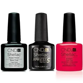 CND - Shellac Xpress5 Combo - Base, Top & Ecstacy (0.25 oz)