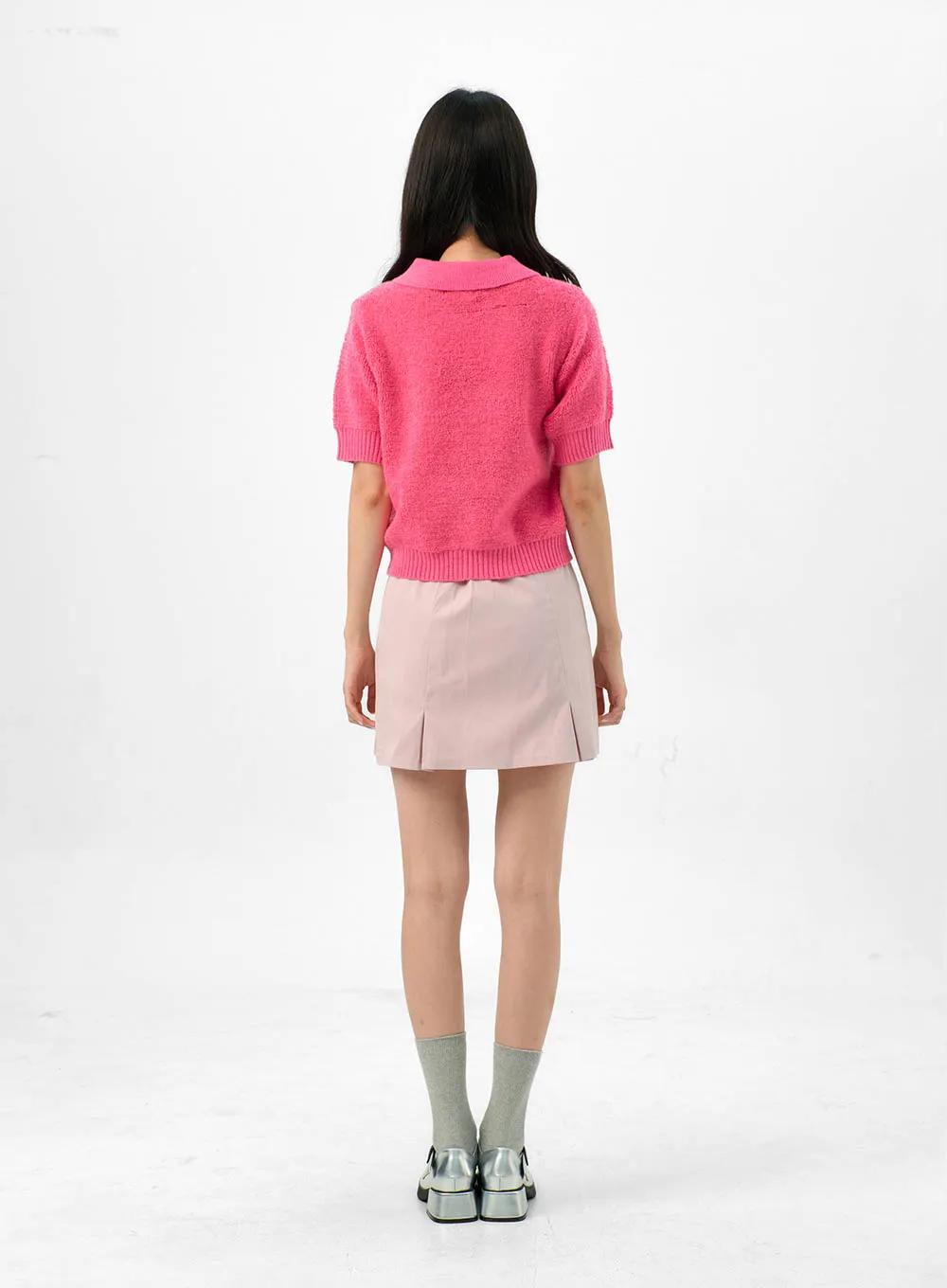 Collared Short-Sleeve Knit Sweater OG322