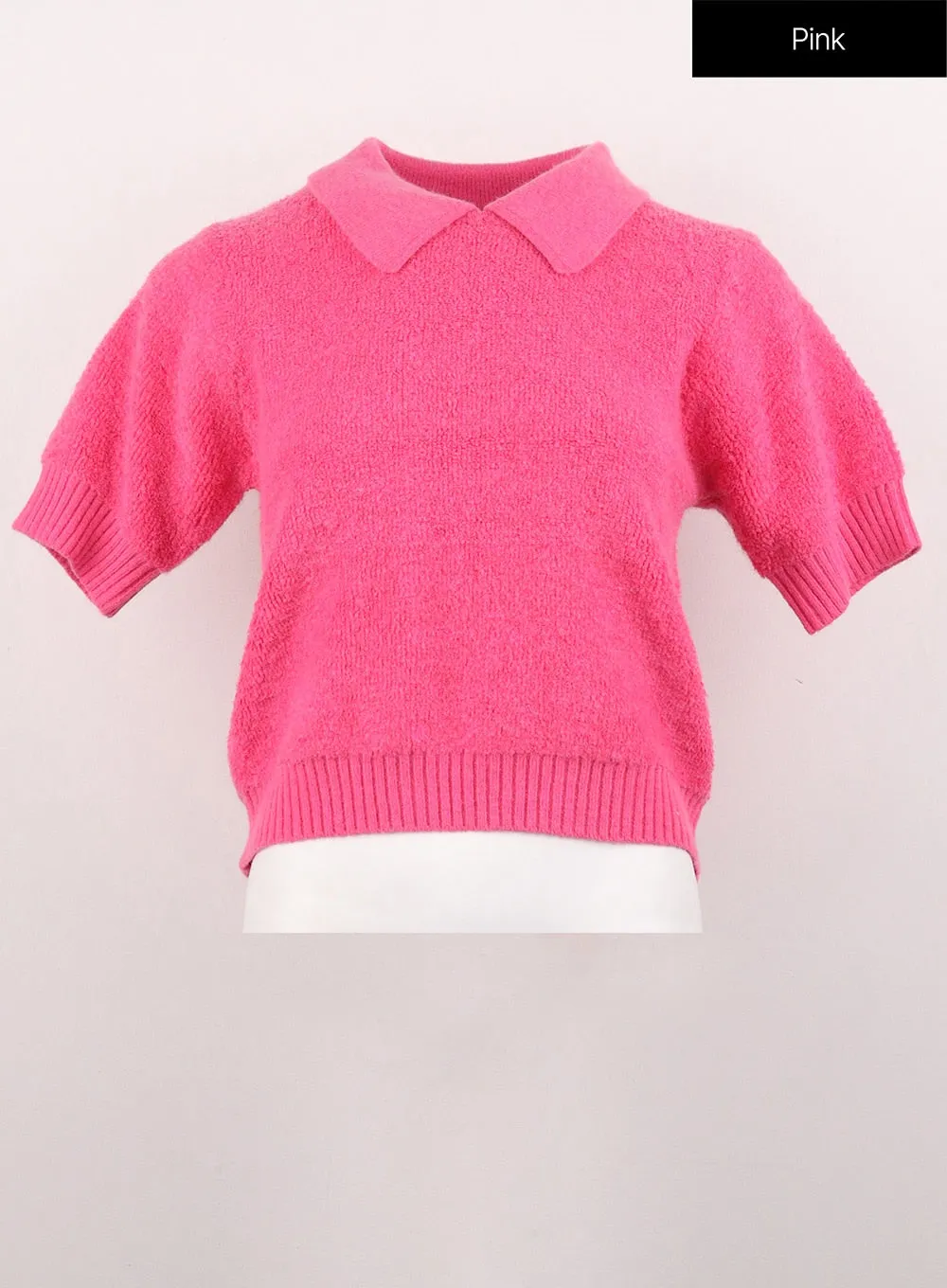 Collared Short-Sleeve Knit Sweater OG322