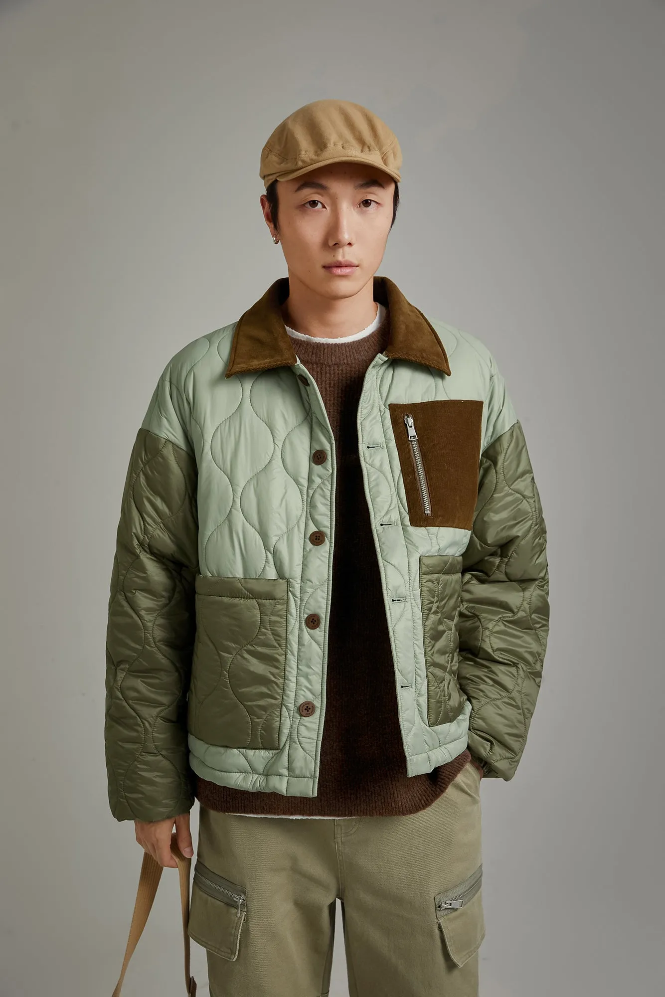 Color Matching Quilted Jacket