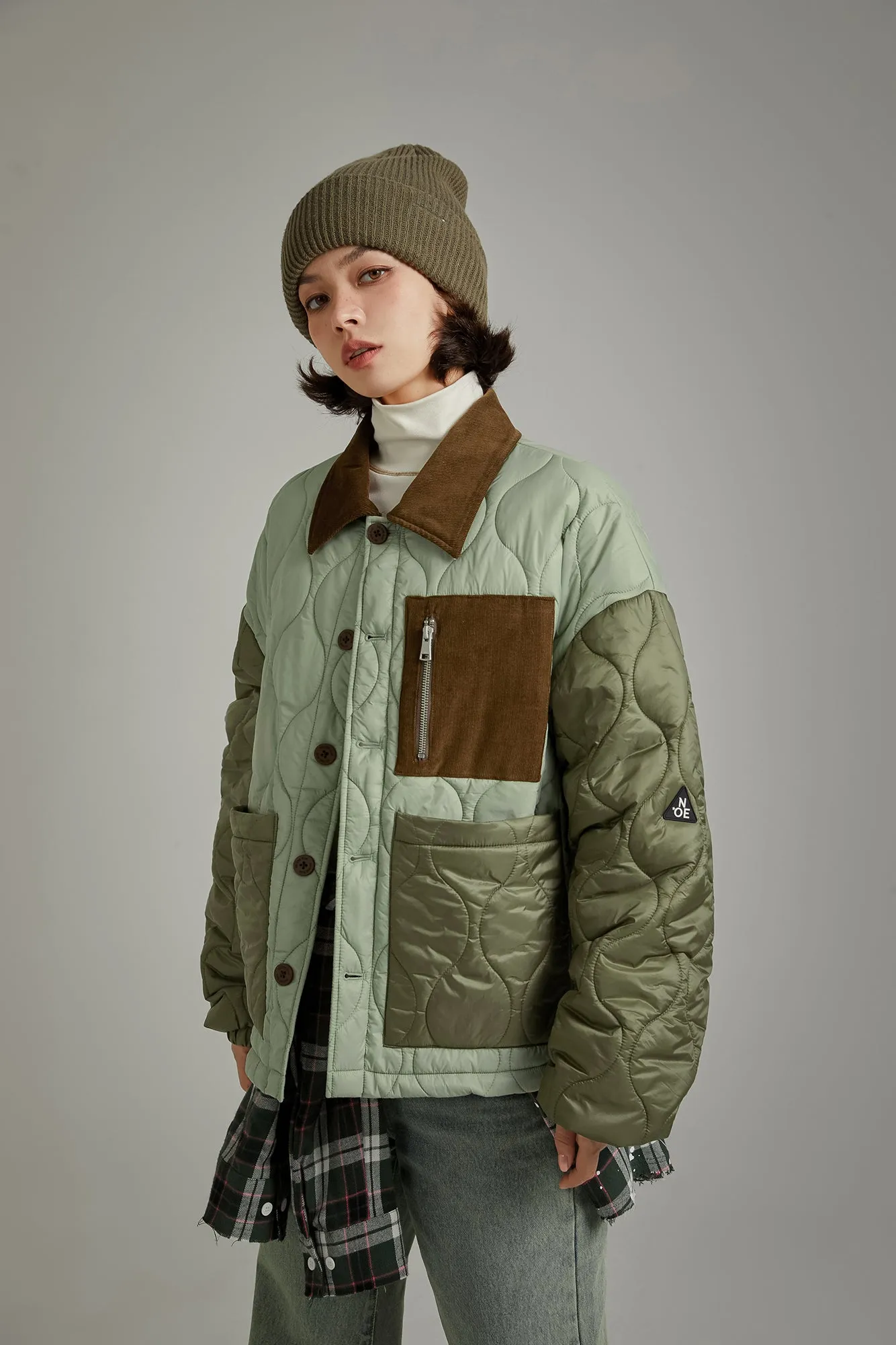 Color Matching Quilted Jacket