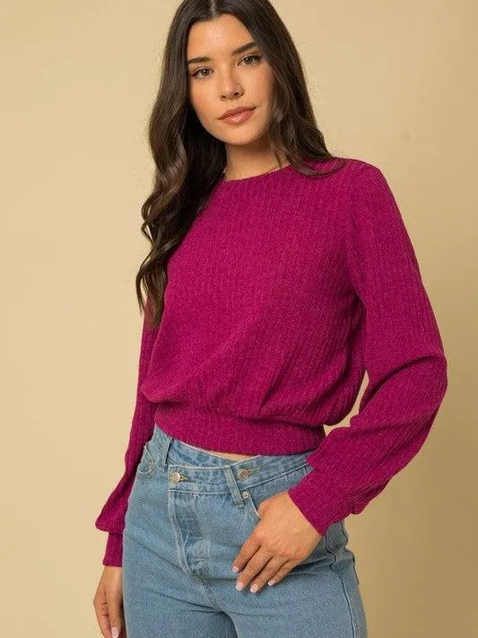 Color My World Crimson Open-Back Sweater