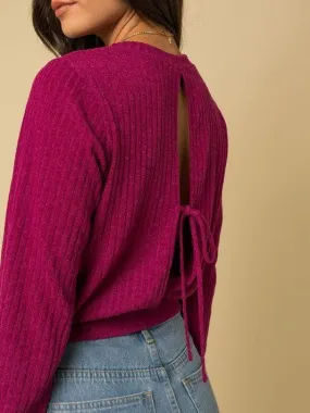 Color My World Crimson Open-Back Sweater